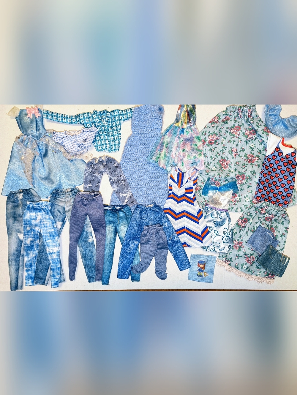 Lot of Barbie Size Clothing, Blue